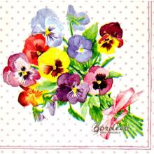 Serwetka decoupage firmy AMBIENTE bratki i kropki 33x33cm